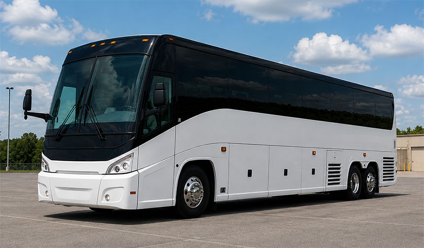 56-passenger charter bus available for charter in Tuscaloosa, AL